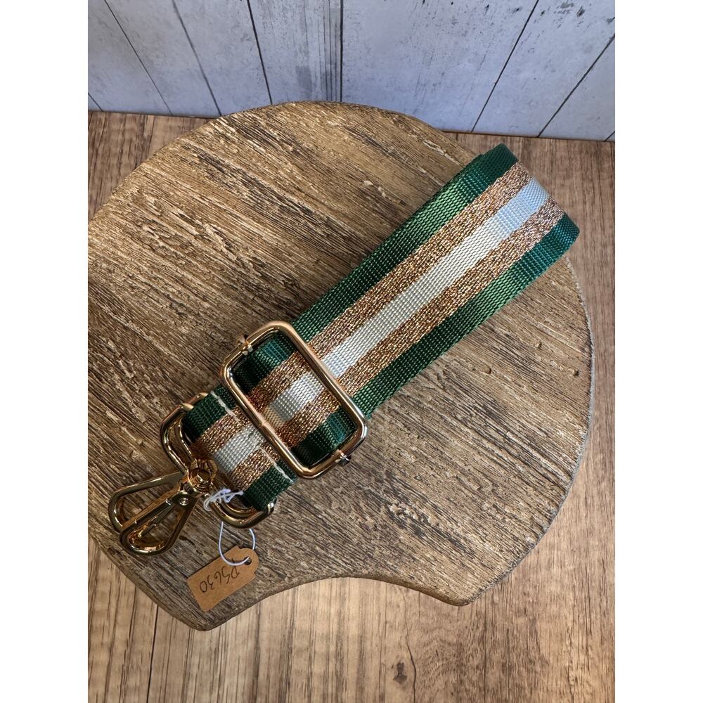 Crossbody Purse Green Gold White Striped Bag Strap Guitar Bag Strap NEW